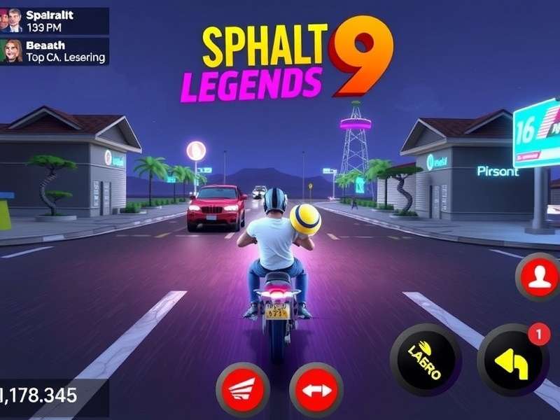 Asphalt 9: Legends gameplay screenshot showing high-speed cars