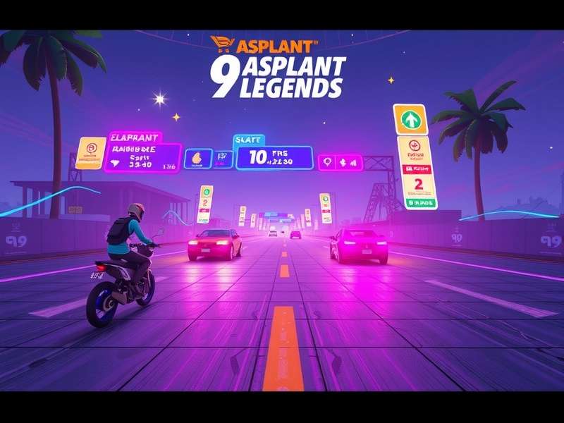 Asphalt 9 Legends soundtrack visualization with neon lights and musical notes