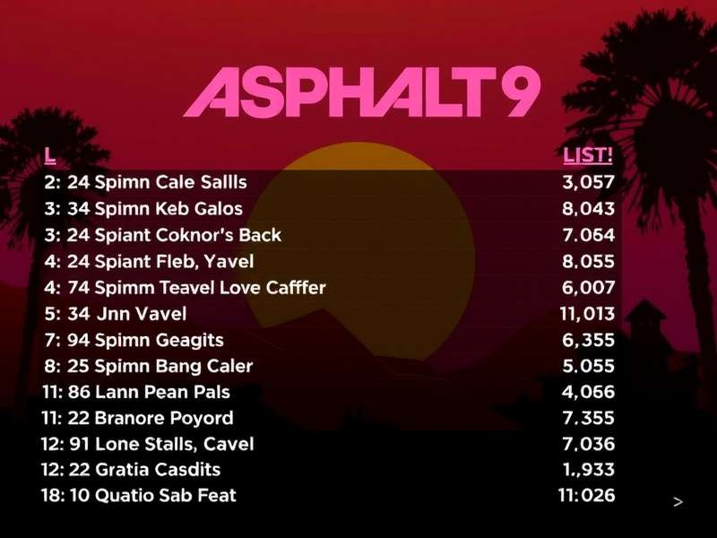 Asphalt 9 Legends game screenshot with neon visuals and supercars