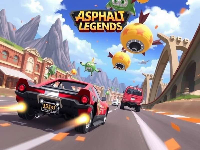 Asphalt 9: Legends gameplay screenshot showcasing hypercars in a high-speed race