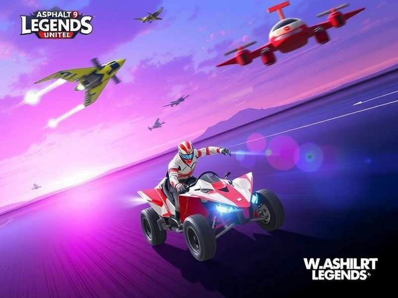 Asphalt 9 Legends Unite gameplay screenshot showing high-speed race