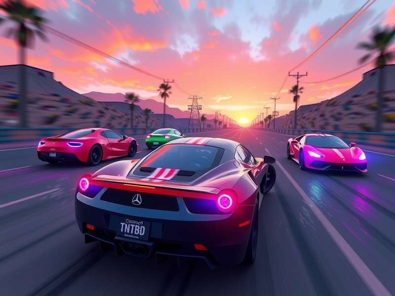 Collage of high-end Asphalt 9: Legends cars including Bugatti, Ferrari, and Lamborghini models racing through city and desert environments