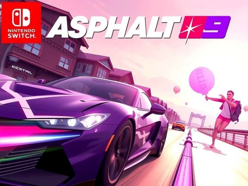 Asphalt 9 Nintendo Switch gameplay with neon sports car racing