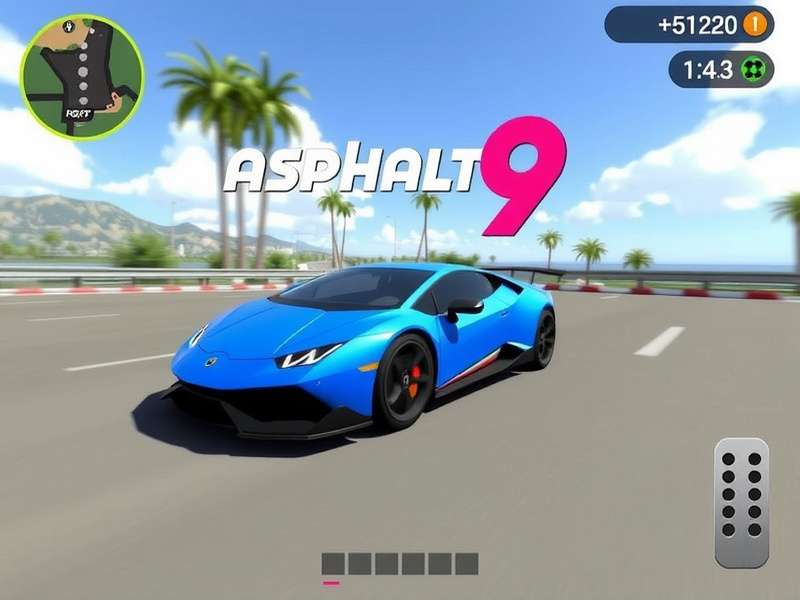 Asphalt 9 Legends gameplay screenshot showing a high-speed race with nitro boost