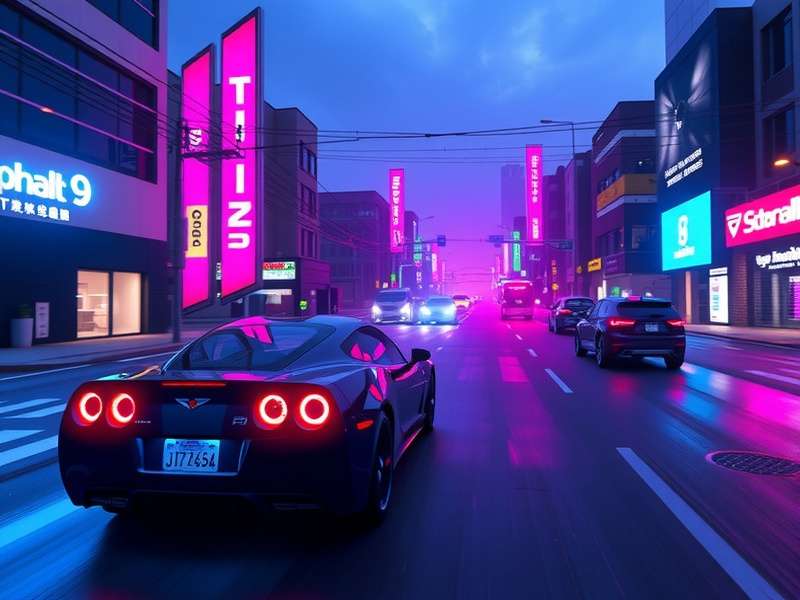 Asphalt 9 Soundtrack Deep Blue — official game music cover featuring neon car and blue pulse waves